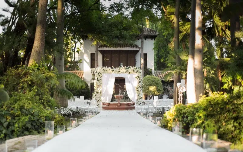 Garden wedding venue in Marbella dressed for a celebration