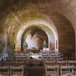 Rustic Menorcan country estate with stone walls and gardens set for a wedding