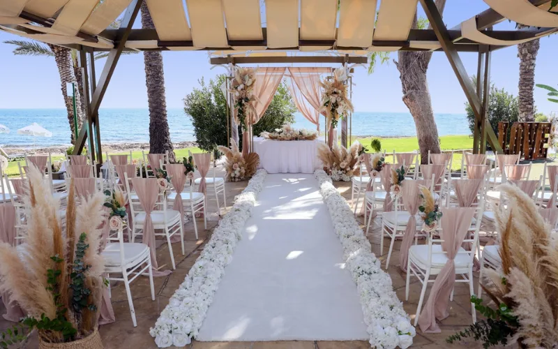 aisle under cover with beautiful flowers